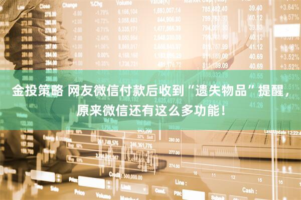 金投策略 网友微信付款后收到“遗失物品”提醒，原来微信还有这么多功能！